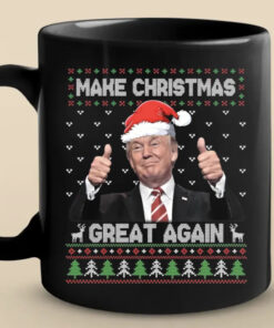 Make Christmas Great Again Mug – Funny Trump Holiday Coffee Cup with Santa Hat Design