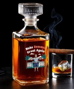 Make Summer Great Again Whiskey Decanter – Patriotic Hawaiian Trump Gift Bottle