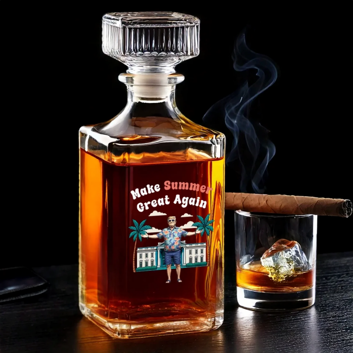make summer great again whiskey decanter patriotic hawaiian trump gift bottle 1 rbk93