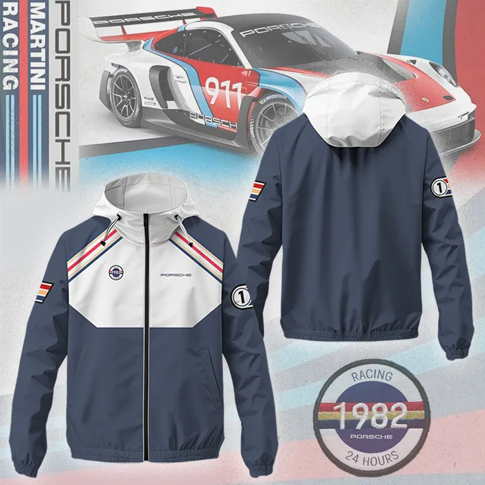 mens porsche 911 martini racing windbreaker jacket 1982 retro style