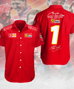 Michael Schumacher Ferrari Shirt – Vintage F1 Racing Team Button-Up