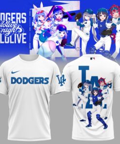ololive Dodgers Trio Shirt – Ina’nis, IRyS & Bijou White Tee for VTuber & Anime Fans