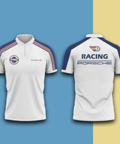 Porsche 1982 Racing Polo Shirt – Men's Retro Zip-Up Motorsport Tee