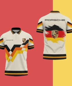 Porsche Germany Flag Polo Shirt – Men's Zip-Up Racing Heritage Tee