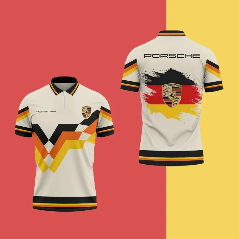 porsche germany flag polo shirt mens zip up racing heritage tee pzp9a