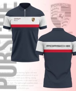 Porsche GT3 Cup Polo Shirt – Men's Navy Red Motorsport Zip Tee