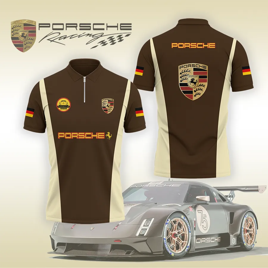 porsche heritage polo shirt mens classic racing zip tee