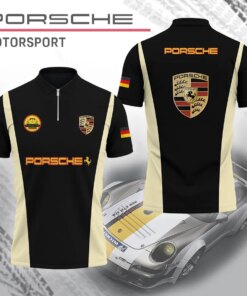 Porsche Motorsport Polo Shirt – Men's Zip-Up Heritage Racing Tee