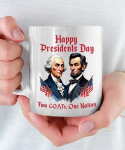 Presidents Day Mug – Washington and Lincoln GOATs Coffee Cup for Patriotic Americans