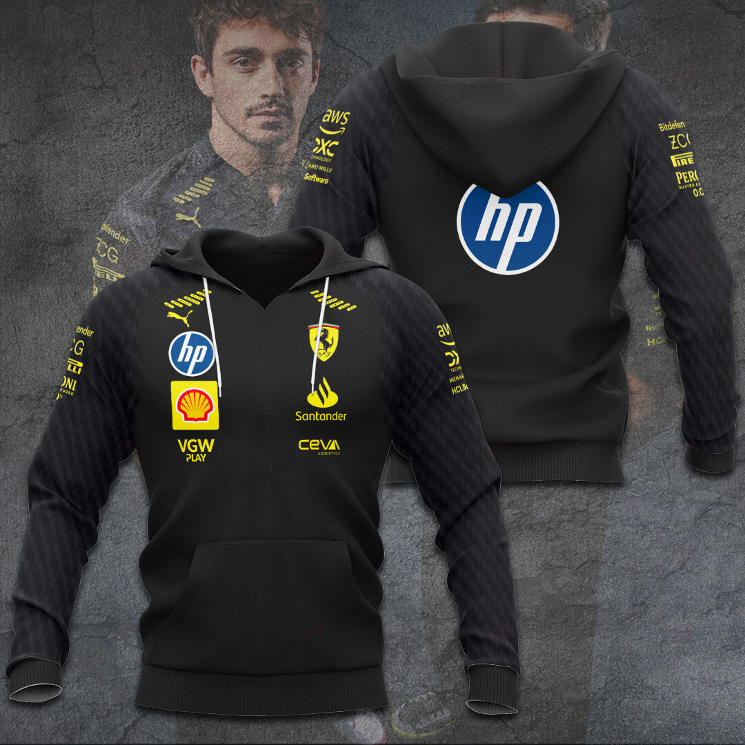 scuderia ferrari black hoodie f1 racing pullover with yellow sponsor logos hp back print i6tev