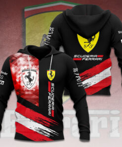 Scuderia Ferrari Hoodie – 3D F1 Racing Sweatshirt with Red & Black Graphic Design