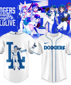Suisei Dodgers White Baseball Jersey – Hololive VTuber Anime Shirt for LA Fans