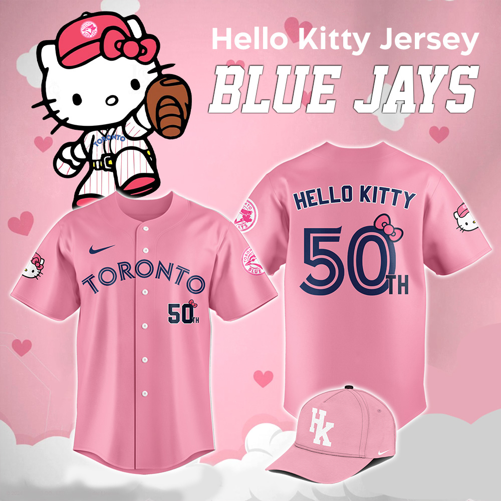 toronto blue jays x hello kitty jersey 50th anniversary pink limited edition mlb shirt 2025 1