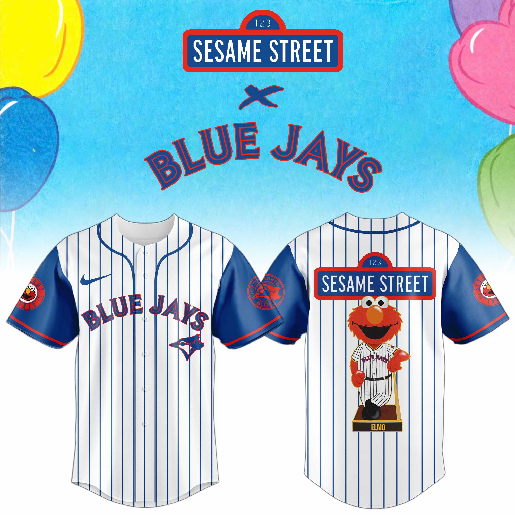 toronto blue jays x sesame street jersey limited edition elmo baseball day mlb shirt 2025 1 m68e8
