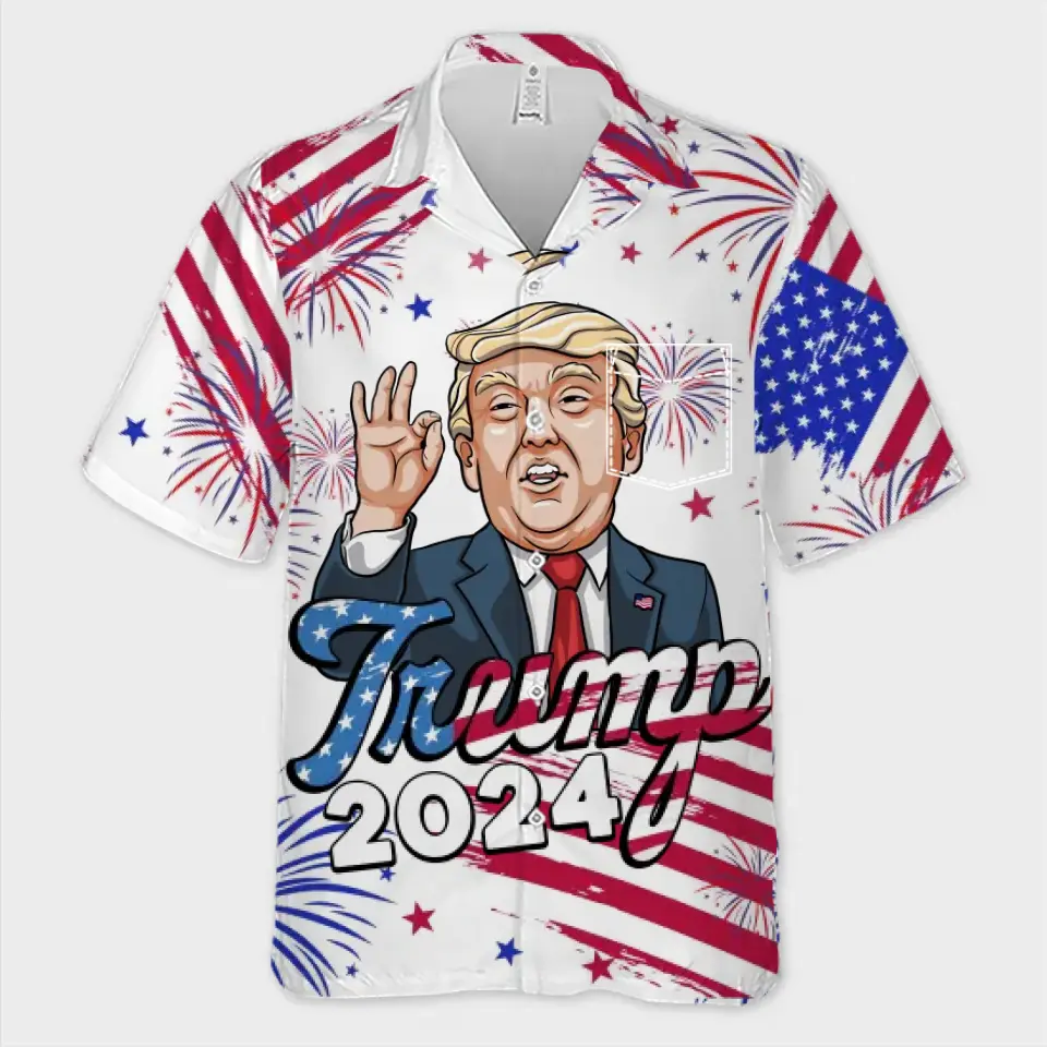 trump 2024 cartoon shirt funny patriotic fireworks hawaiian shirt 1 8dzyf