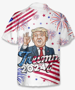 trump 2024 cartoon shirt funny patriotic fireworks hawaiian shirt 3 jy4zq