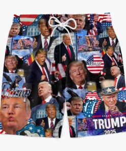 trump 2025 collage swim shorts patriotic graphic maga beach trunks for men 3 t7f6g