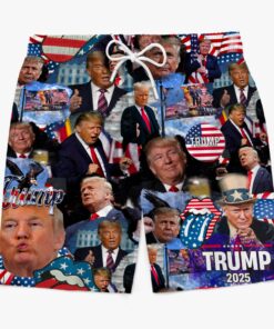 trump 2025 collage swim shorts patriotic graphic maga beach trunks for men 5 m6gv0