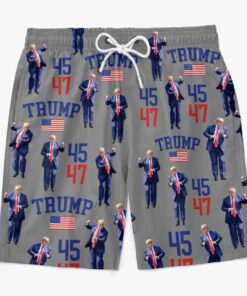 trump 45 47 gray swim shorts patriotic trump dancing beach trunks for men 3 teiwt