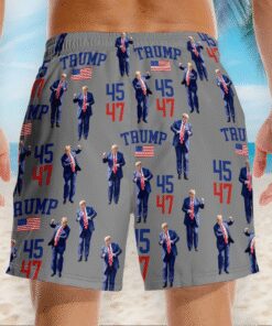 trump 45 47 gray swim shorts patriotic trump dancing beach trunks for men 4 ozsmp