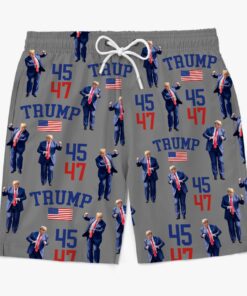 trump 45 47 gray swim shorts patriotic trump dancing beach trunks for men 5 0ur62