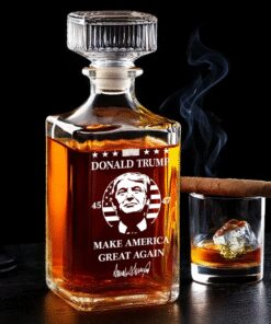 Trump 45-47 MAGA Whiskey Decanter – Patriotic Gift Bottle