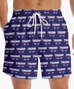 Trump 45•47 Forever Swim Shorts – Take America Back Patriotic Beach Trunks for Men