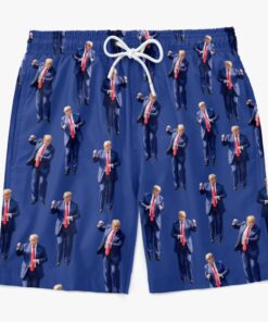 trump dancing swim shorts funny patriotic blue beach trunks for men 3 5sgbu