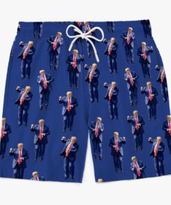 trump dancing swim shorts funny patriotic blue beach trunks for men 5 s85u1