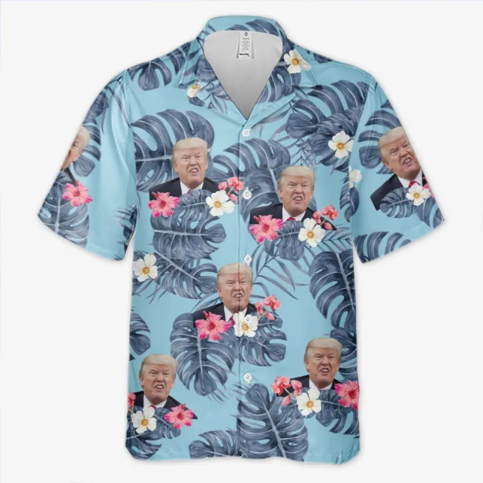 trump funny face hawaiian shirt blue tropical meme aloha shirt 1 4ww7a