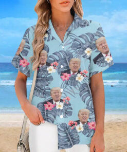 trump funny face hawaiian shirt blue tropical meme aloha shirt 3 k3u3l
