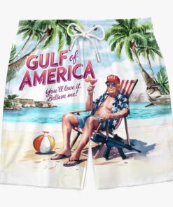 trump gulf of america swim shorts funny maga beach cartoon trunks for men 3 ivixz