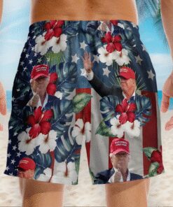 trump maga aloha swim shorts patriotic floral american flag beach trunks for men 4 s2zvy