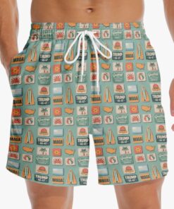 trump maga retro patch swim shorts gulf of america icon grid beach trunks for men 1 c9hqb