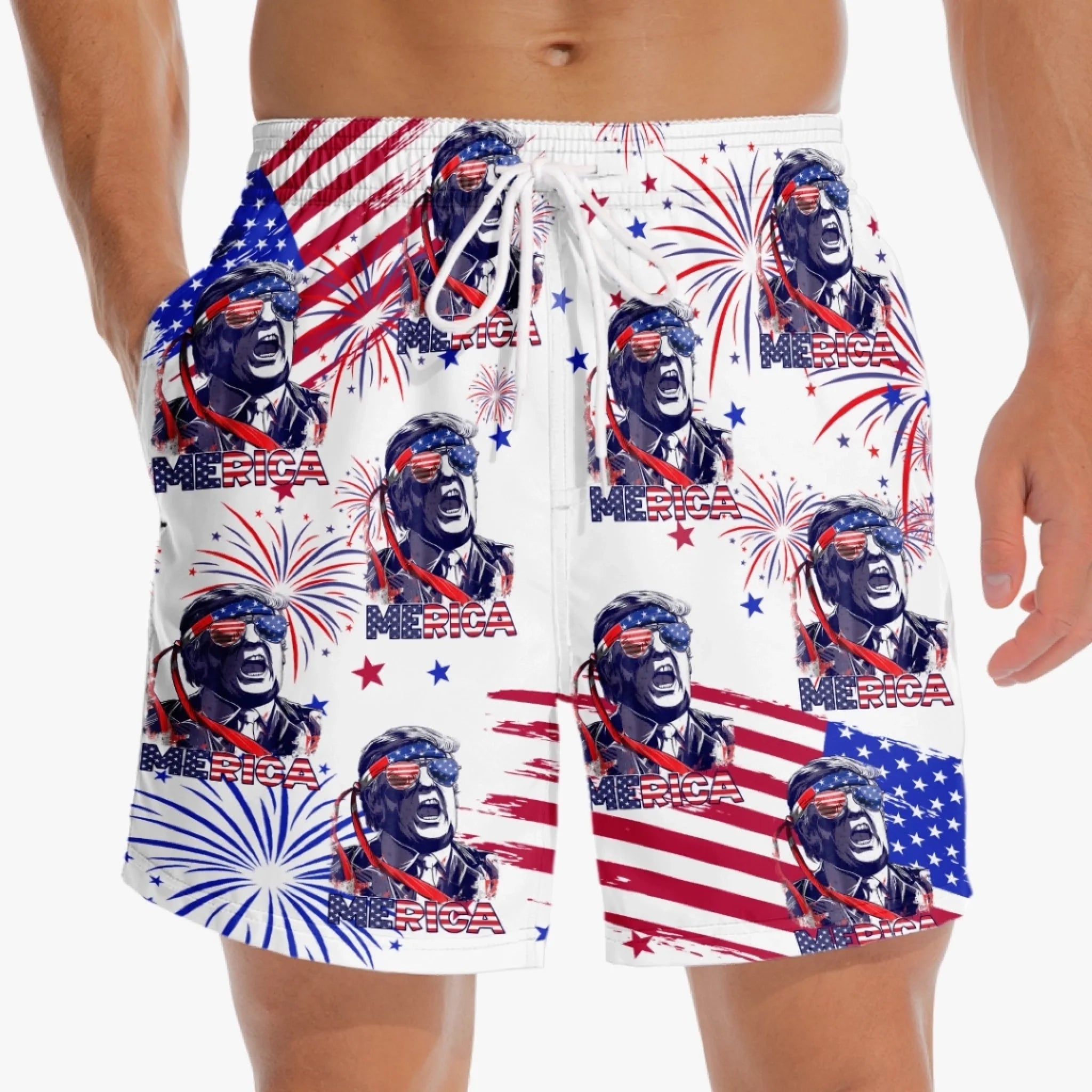 trump merica fireworks swim shorts funny patriotic 4th of july beach trunks for men 1 qratq