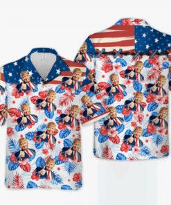 Trump Thumbs Up Hawaiian Shirt – USA Flag Patriotic Tropical Shirt