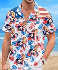 trump thumbs up hawaiian shirt usa flag patriotic tropical shirt 4 qvl07