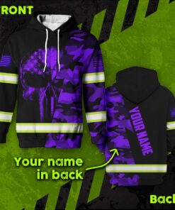 Hi Vis Hoodie Reflective Skull US Flag Camo Violet Neon Custom