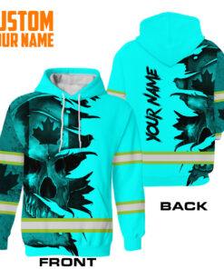 Hi Vis Hoodie Reflective Tapes Blue Neon Skull Canada Flag Scratch