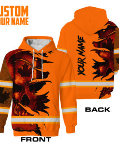 Hi Vis Hoodie Reflective Tapes Orange Neon Skull Canada Flag Scratch