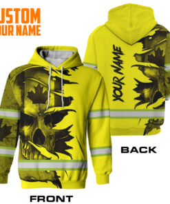 Hi Vis Hoodie Reflective Tapes Yellow Neon Skull Canada Flag Scratch