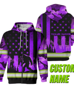 Hi Vis Jacket Reflective Violet USA Flag With Gorillas
