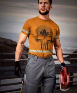 Hi Vis Shirt Reflective Tapes Orange Neon Canada Flag Custom Name