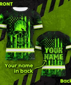 Hi Vis Shirt Reflective Tapes US Flag Skull Custom Name Safety Workwear