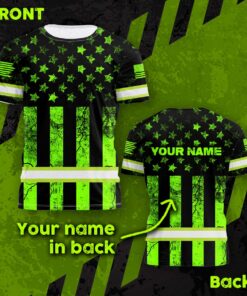 Hi Vis Shirt Reflective US Flag Pride Custom Name Safety Workwear
