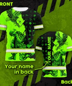 Hi Vis Shirt Reflective Veteran Military Soldiers US Flag Custom Name Safety Workwear For Workers