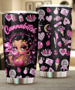 Cannabitch Tumbler – Funny Stoner Cup, Pink Weed Lover Gift, Cannabis Travel Mug