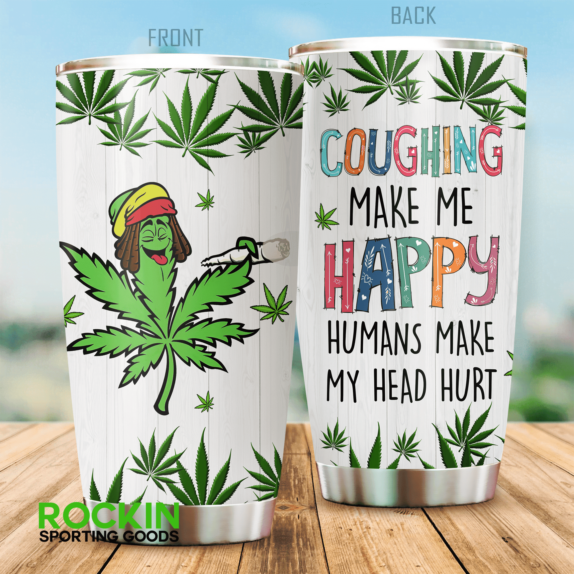 coughing makes me happy weed tumbler funny rasta cannabis cup ebt06