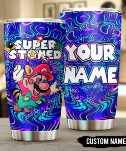 Custom Super Stoned Mario Tumbler – Trippy Weed Cup with Personalized Name