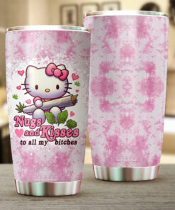 Cute Pink Weed Tumbler – Nugs and Kisses Stoner Cup Gift
